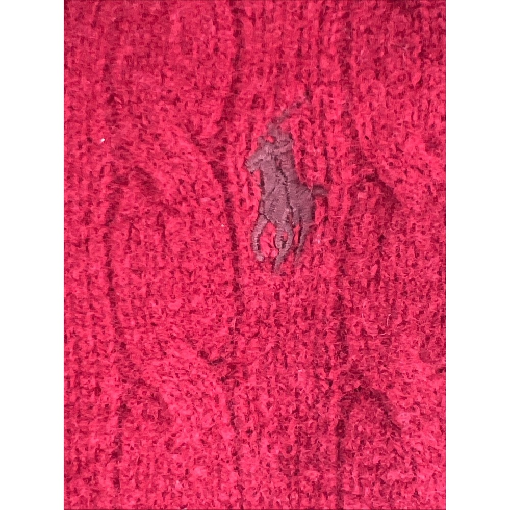 Polo Ralph Lauren Womens Red Cable Knit Merino Cashmere Sweater Vintage Holiday - Picture 6 of 13